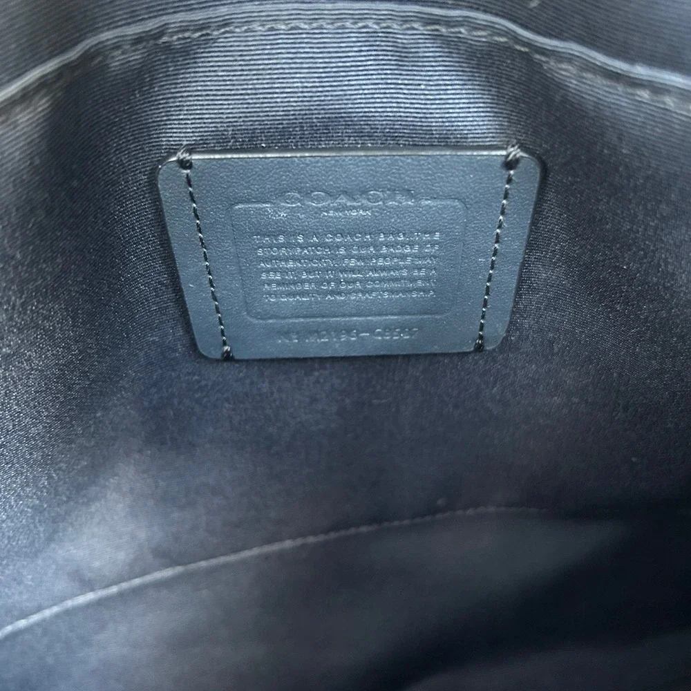 Coach Rowan File Bag Plaid Midnight Navy Coated Canvas Crossbody Excellent
